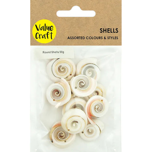 VALUE CRAFT Round Shells with Hole & Pink Swirl 50G | Mollies Make And Create NZ