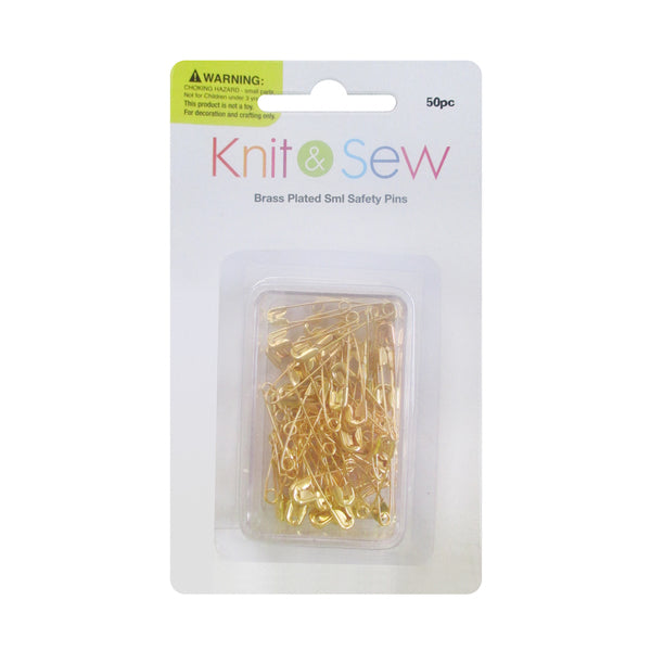 KNIT & SEW Safety Pins Brass | Mollies Make And Create NZ