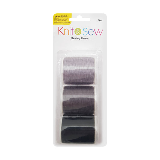 KNIT & SEW Black Grey Thread | Mollies Make And Create NZ