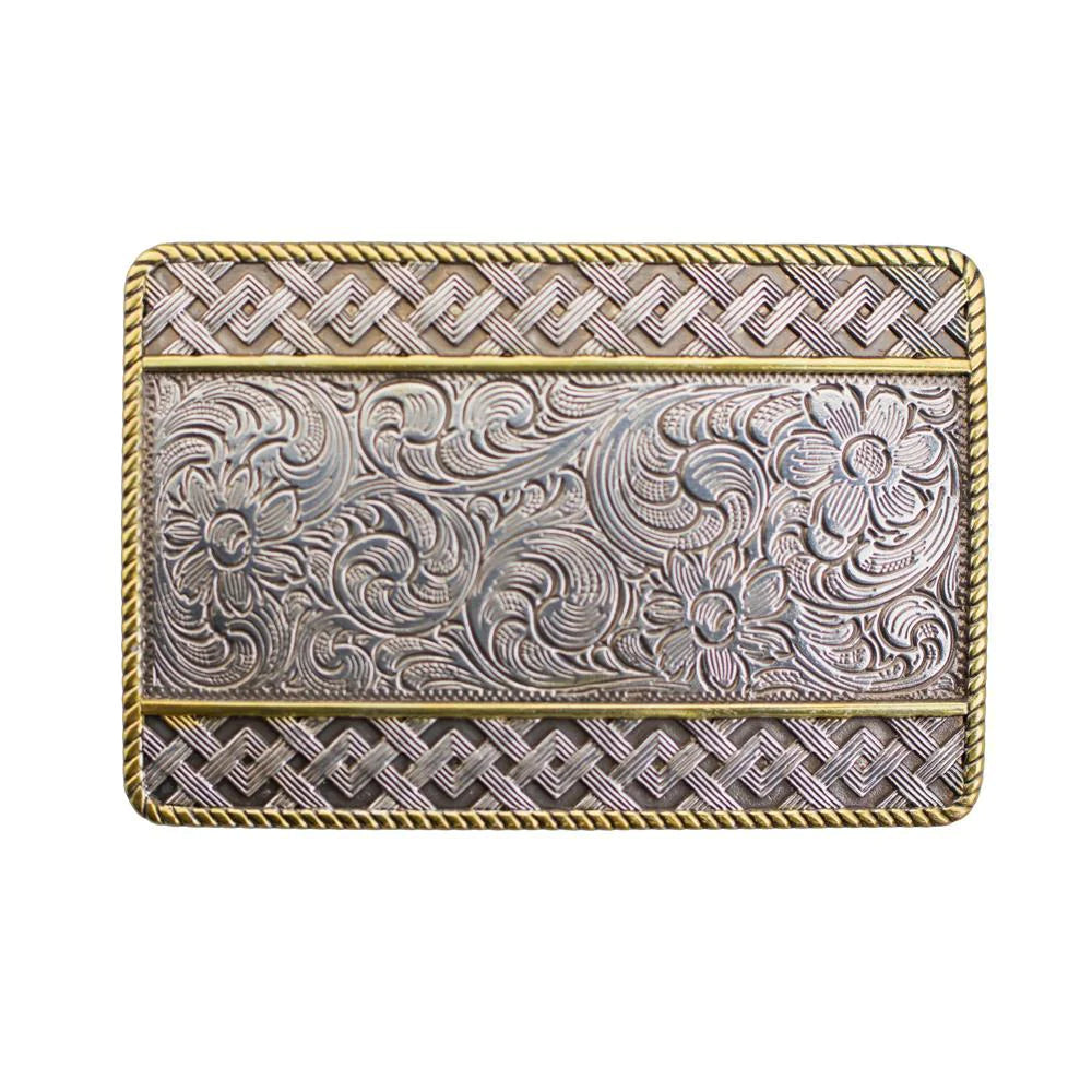 IVAN Woven Engraved Floral Buckle Antique Silver Gold 38mm (1-1 2") / Mollies New Zealand