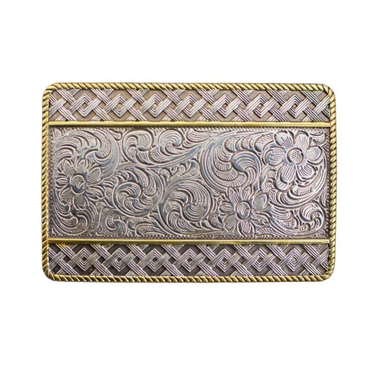 IVAN Woven Engraved Floral Buckle Antique Silver Gold 38mm (1-1 2") / Mollies New Zealand