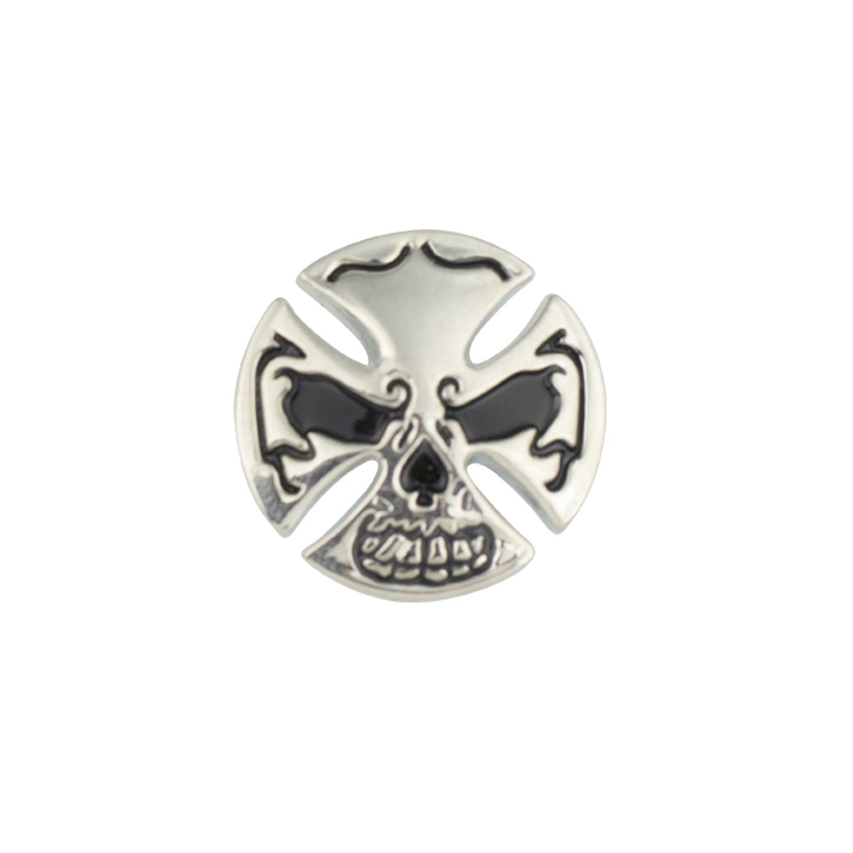 IVAN Biker Style Concho Skull Shield Nickel Plate 29mm (1-1 8") / Mollies New Zealand