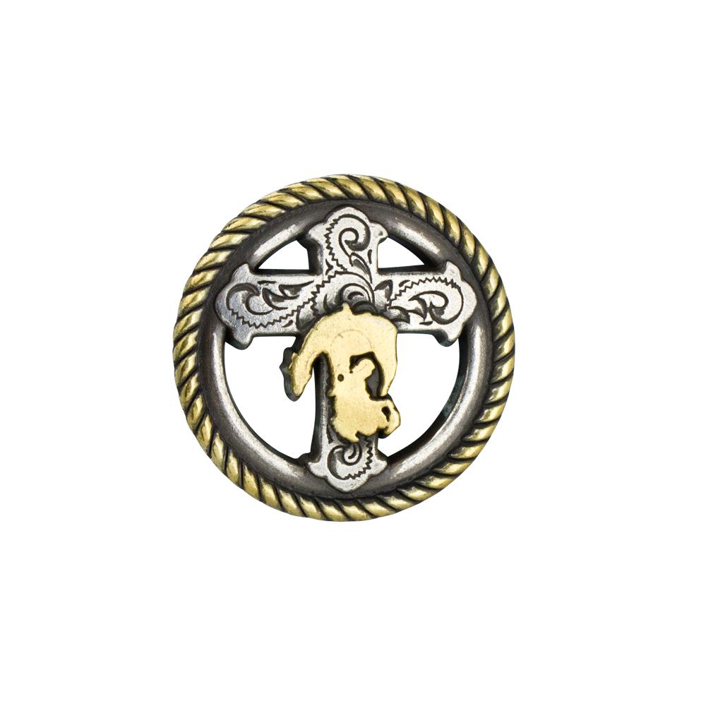 IVAN Cowboy Cross Concho Antique Silver Antique Gold 32mm (1-1 4") / Mollies New Zealand