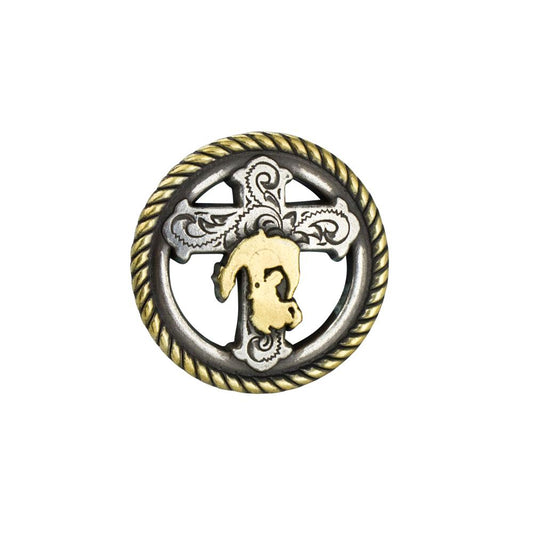 IVAN Cowboy Cross Concho Antique Silver Antique Gold 32mm (1-1 4") / Mollies New Zealand