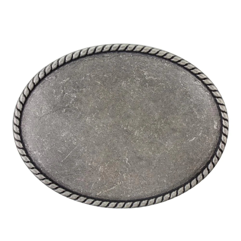 IVAN Oval Rope Edge Buckle Blank Antique Nickel 38mm (1-1 2") / Mollies New Zealand