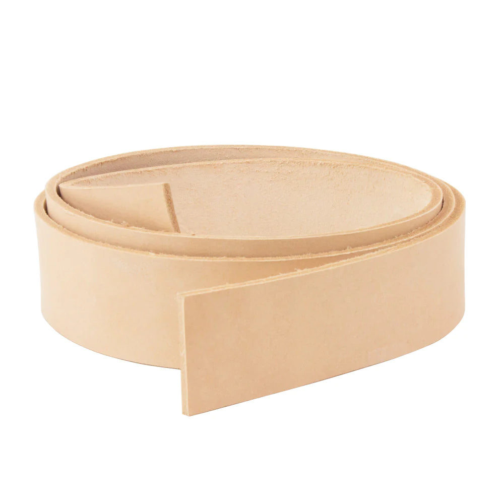 LEATHER Premium Veg Tan Strips 9-10oz Natural 35-38mm x 127cm 9-10oz / Mollies New Zealand
