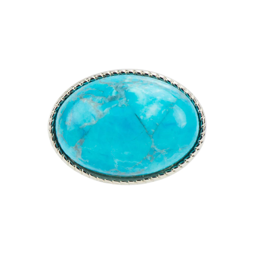 IVAN Turquoise Oval Concho Antique Silver 38mm (1-1 2") / Mollies New Zealand