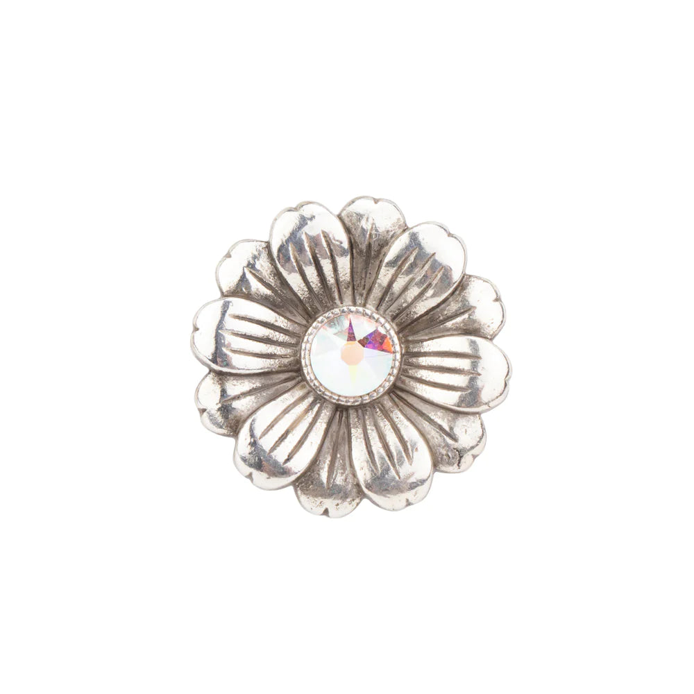 IVAN Swarovski Crystal Floral Concho Antique Silver Crystal Large / Mollies New Zealand