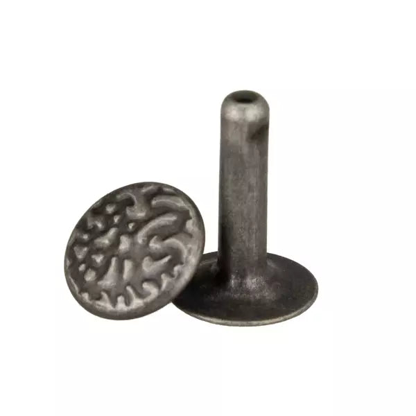 IVAN Textured Single Cap Rivets Antique Nickel 9*12mm 100 Pack / Mollies New Zealand