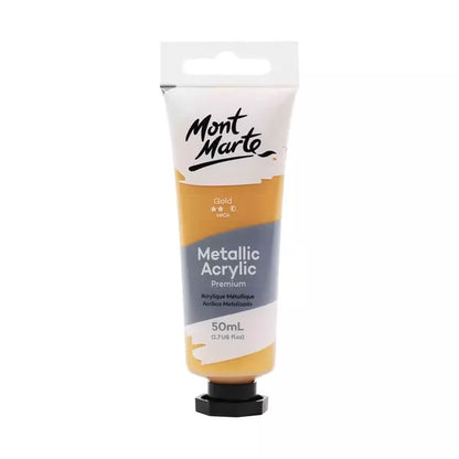 MONT MARTE Metallic Acrylic Paint Gold 50ml / Mollies New Zealand