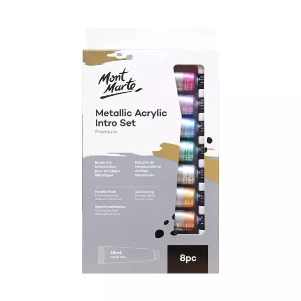 MONT MARTE Metallic Acrylic Paint 18ml 8 Pack BOX / Mollies New Zealand