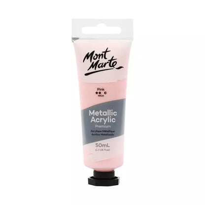 MONT MARTE Metallic Acrylic Paint Pink 50ml / Mollies New Zealand