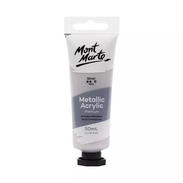 MONT MARTE Metallic Acrylic Paint Silver 50ml / Mollies New Zealand