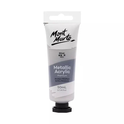 MONT MARTE Metallic Acrylic Paint Silver 50ml / Mollies New Zealand