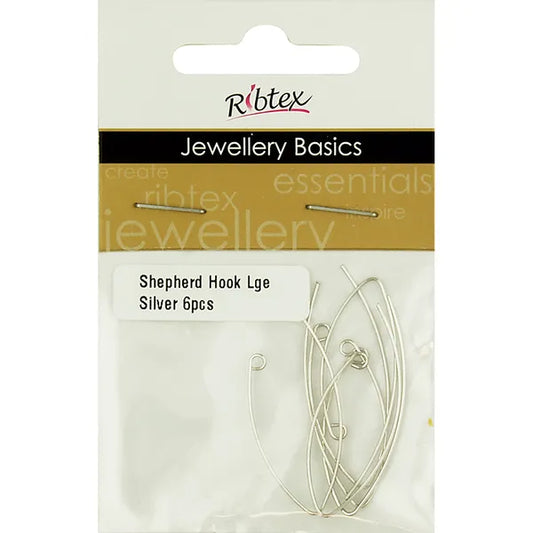 RIBTEX Large Ear Wires Silver | Mollies Make And Create NZ
