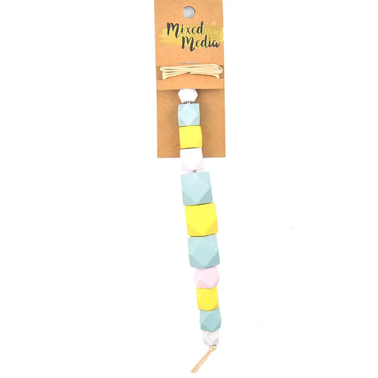 MIXED MEDIA Wooden Geo Beads Pastel 11PK | Mollies Make And Create NZ