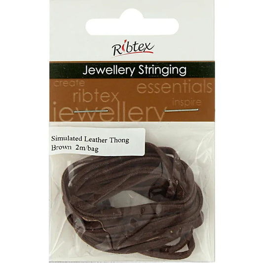 RIBTEX Simulated Leather Thonging Brown | Mollies Make And Create NZ