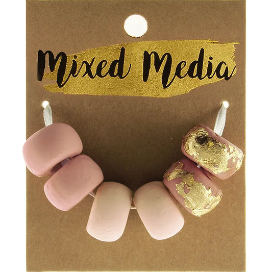 MIXED MEDIA Clay Beads Blush Rose & Gold 6PK | Mollies Make And Create NZ