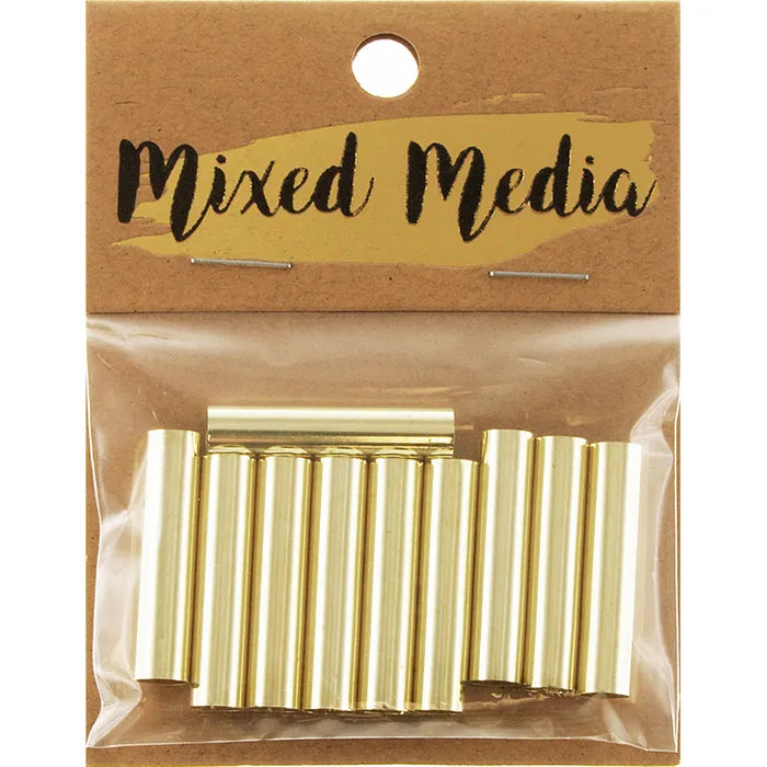 MIXED MEDIA Metal Tube Gold 30x7mm 10PK | Mollies Make And Create NZ