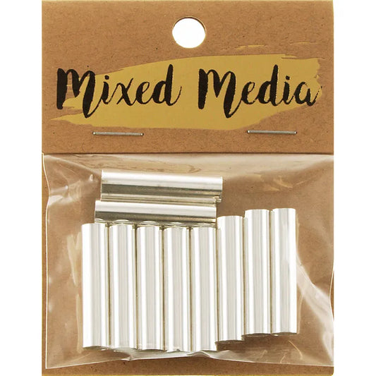 MIXED MEDIA Metal Tube Silver 30x7mm 10PK | Mollies Make And Create NZ