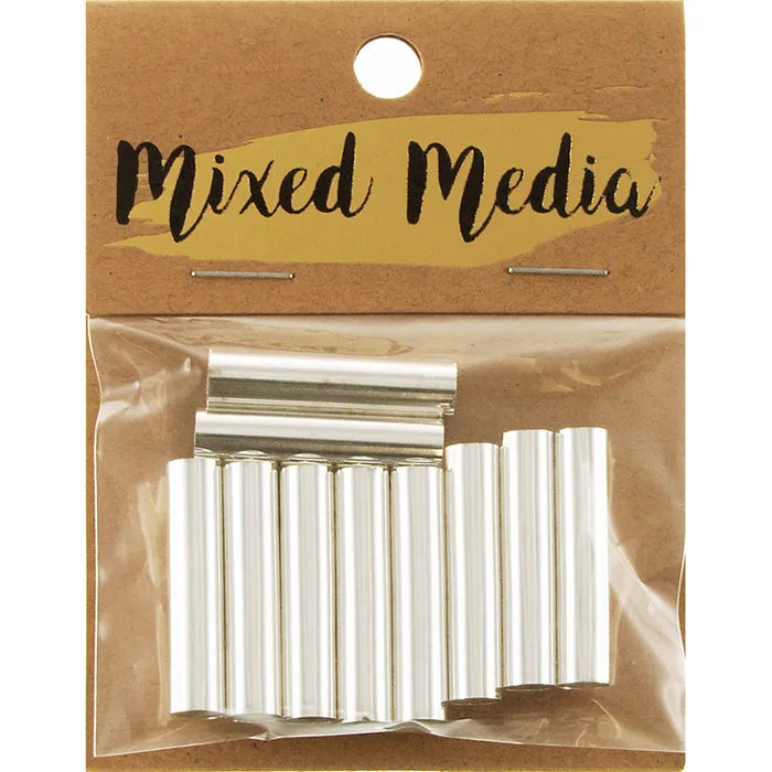 MIXED MEDIA Metal Tube Silver 30x7mm 10PK | Mollies Make And Create NZ