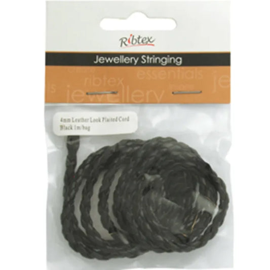 RIBTEX Simulated Plaited Leather Black | Mollies Make And Create NZ