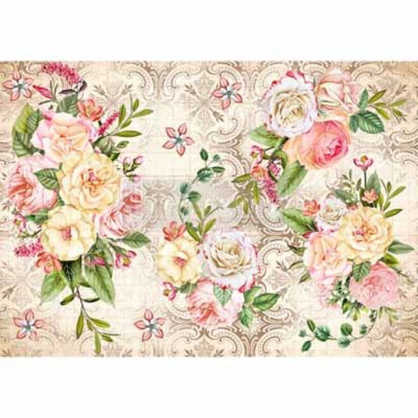 REDESIGN Rice Paper Amiable Roses 29x41cm | Mollies Make And Create NZ