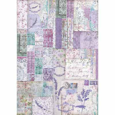 STAMPERIA Rice Paper Provence Patchwork A3 | Mollies Make And Create NZ