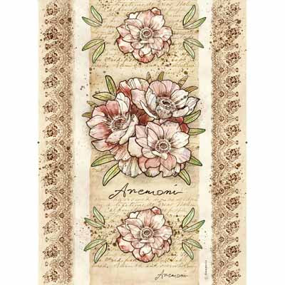 STAMPERIA Rice Paper Anemone A3 / Mollies New Zealand