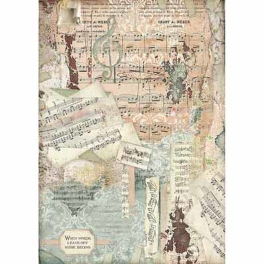 STAMPERIA Rice Paper App Music A3 / Mollies New Zealand