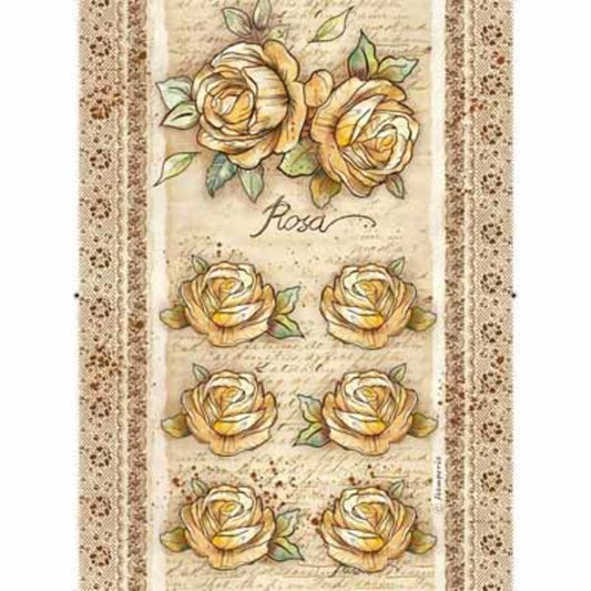 STAMPERIA Rice Paper Packed Rose A4 / Mollies New Zealand