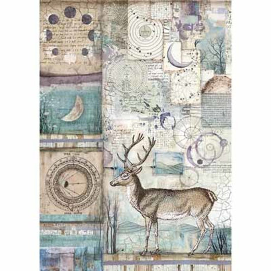 STAMPERIA Rice Paper Cosmos Deer A4 / Mollies New Zealand