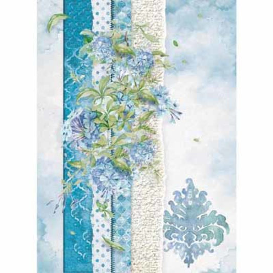 STAMPERIA Rice paper Flowers For You Light Blue A4 | Mollies Make And Create NZ