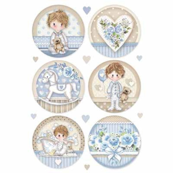 STAMPERIA Rice Paper Little Boy Round A4 | Mollies Make And Create NZ