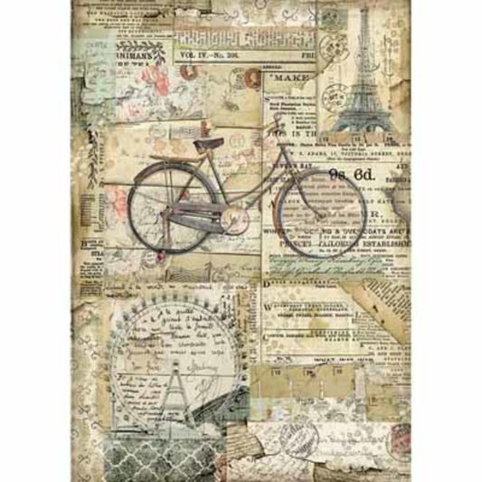 STAMPERIA Rice Paper Bicycle A4 | Mollies Make And Create NZ