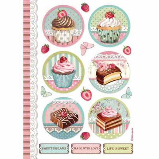 STAMPERIA Rice Paper Round Mini Cakes A4 / Mollies New Zealand