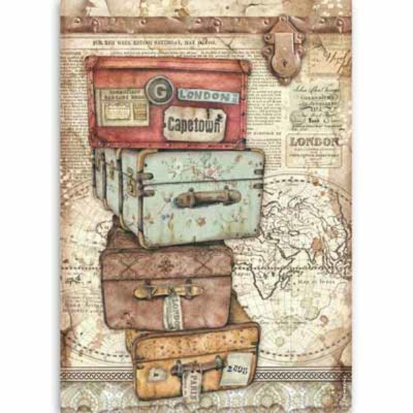 STAMPERIA Rice Paper Lady Vagabond Luggage A4 | Mollies Make And Create NZ