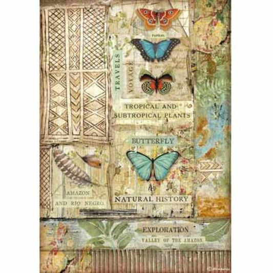 STAMPERIA Rice Paper Amazonia Butterfly A4 | Mollies Make And Create NZ