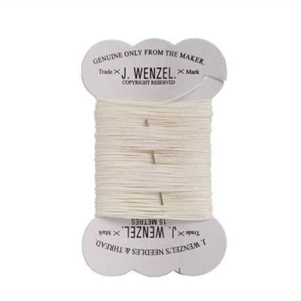J. WENZEL Waxed Linen + Needle Natural 0.4mm 15m / Mollies New Zealand
