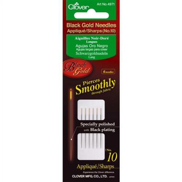 MOLLIES New Zealand / CLOVER Hand Needles Black Gold Applique Sharps #10